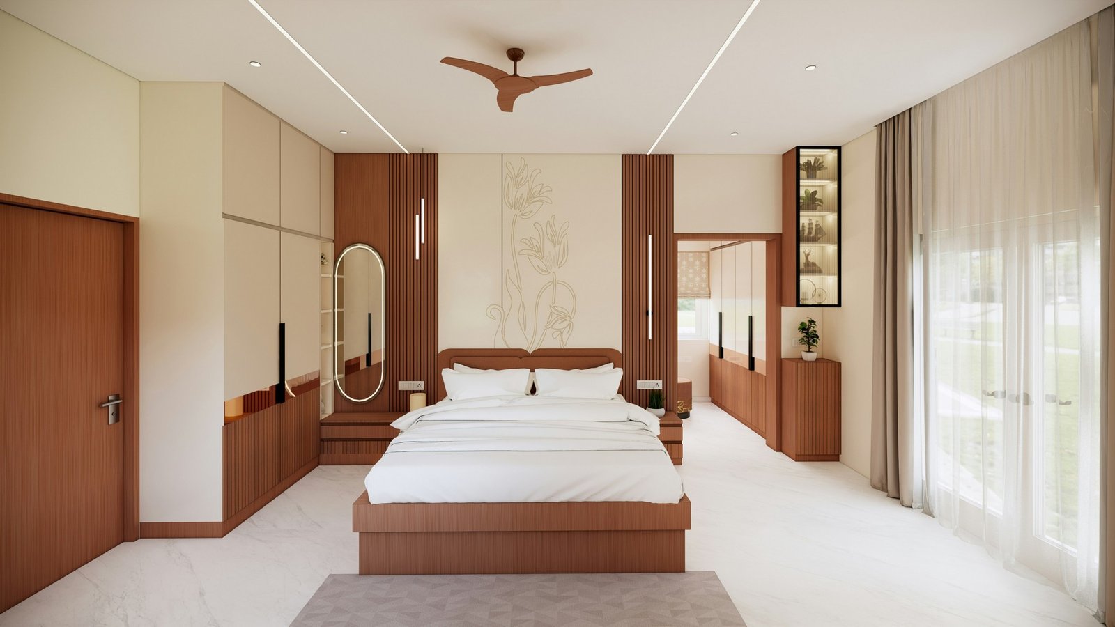 Geschlossener Kleiderschrank im Schlafzimmer
